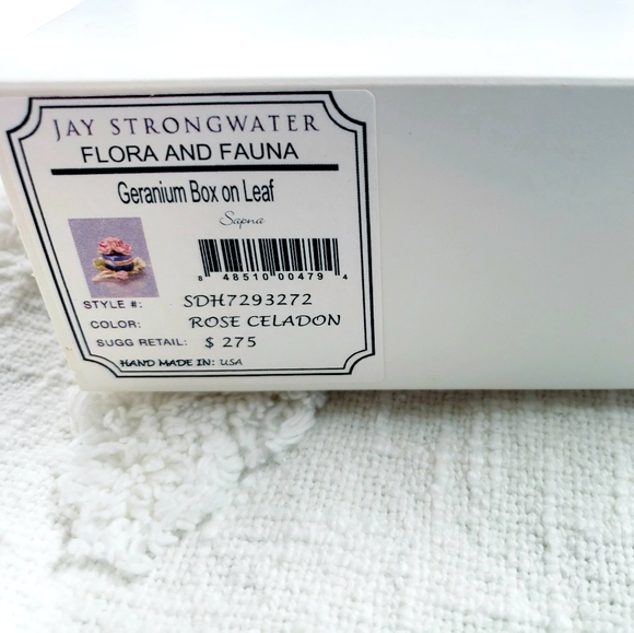 MIB Retired JAY STRONGWATER Handpainted Enamel Swarovski 14k Geranium Box Flora - Picture 7 of 9